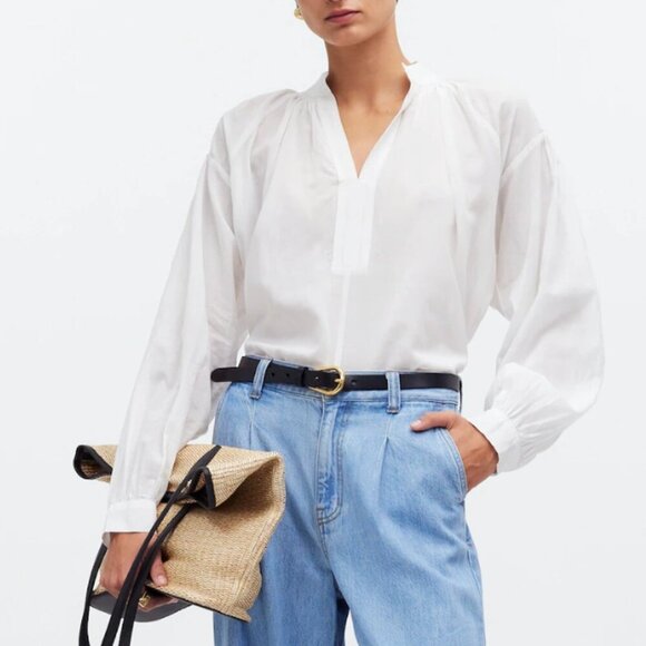 NWT! MADEWELL Shirred Long-Sleeve Top Size Small - Picture 2 of 7